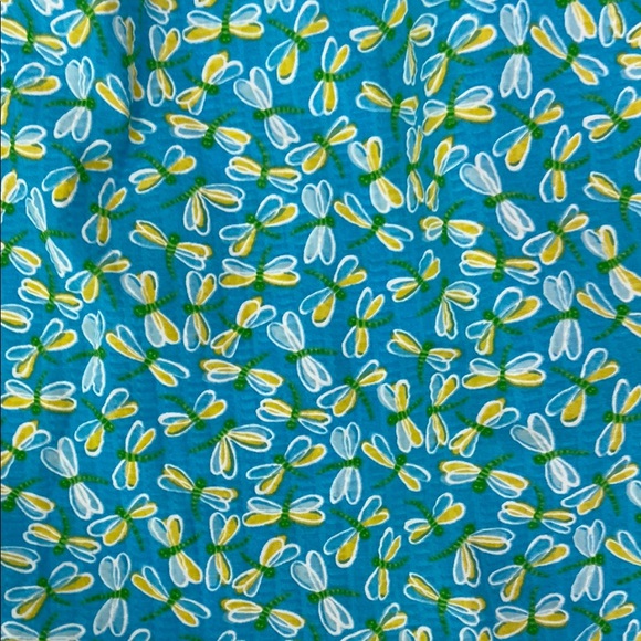 Blue and Green Casual Dress with Dragon fly Print - Picture 4 of 7